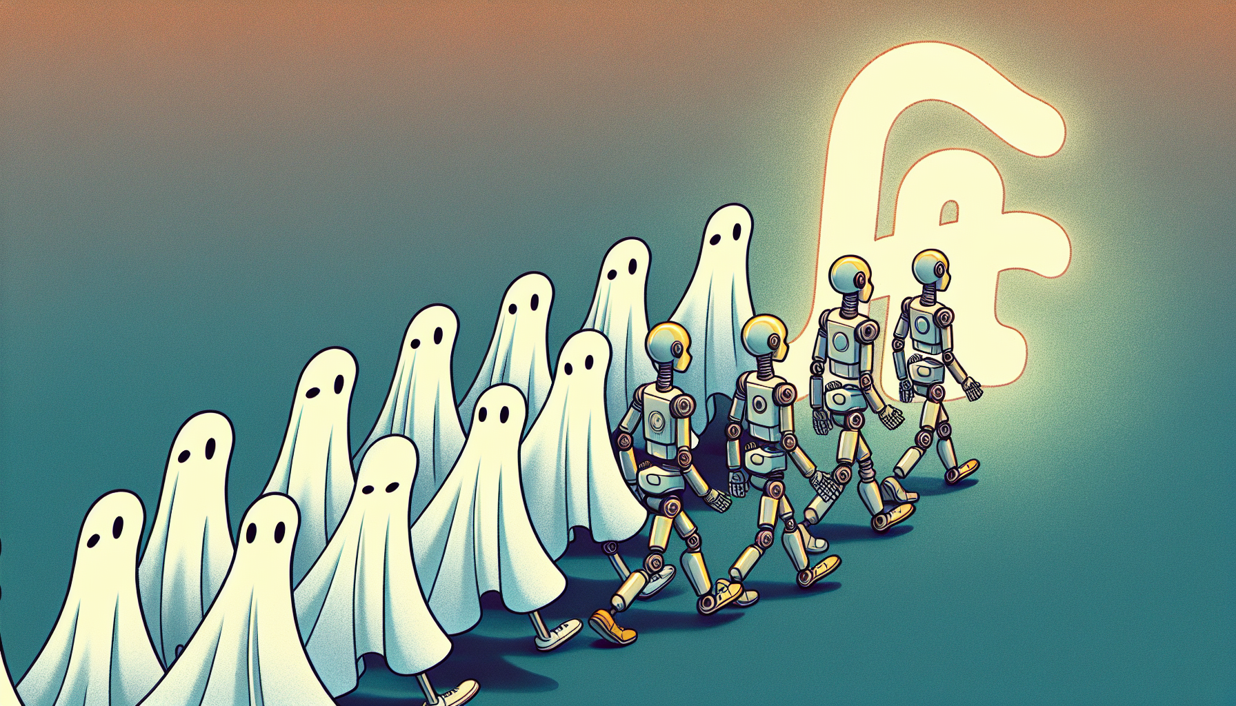 Illustration of ghost followers and bot accounts
